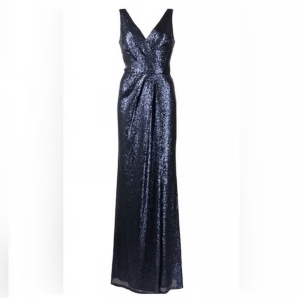 Marchesa Notte Bridesmaid**Elegant Navy Sequin Evening Gown***Us 6 $385 Nwt